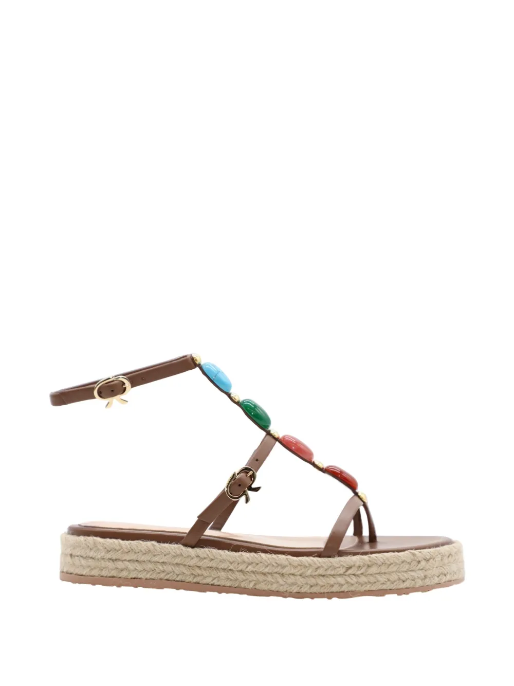 Gianvito Rossi Shanti Leather Espadrille Sandals In Brown