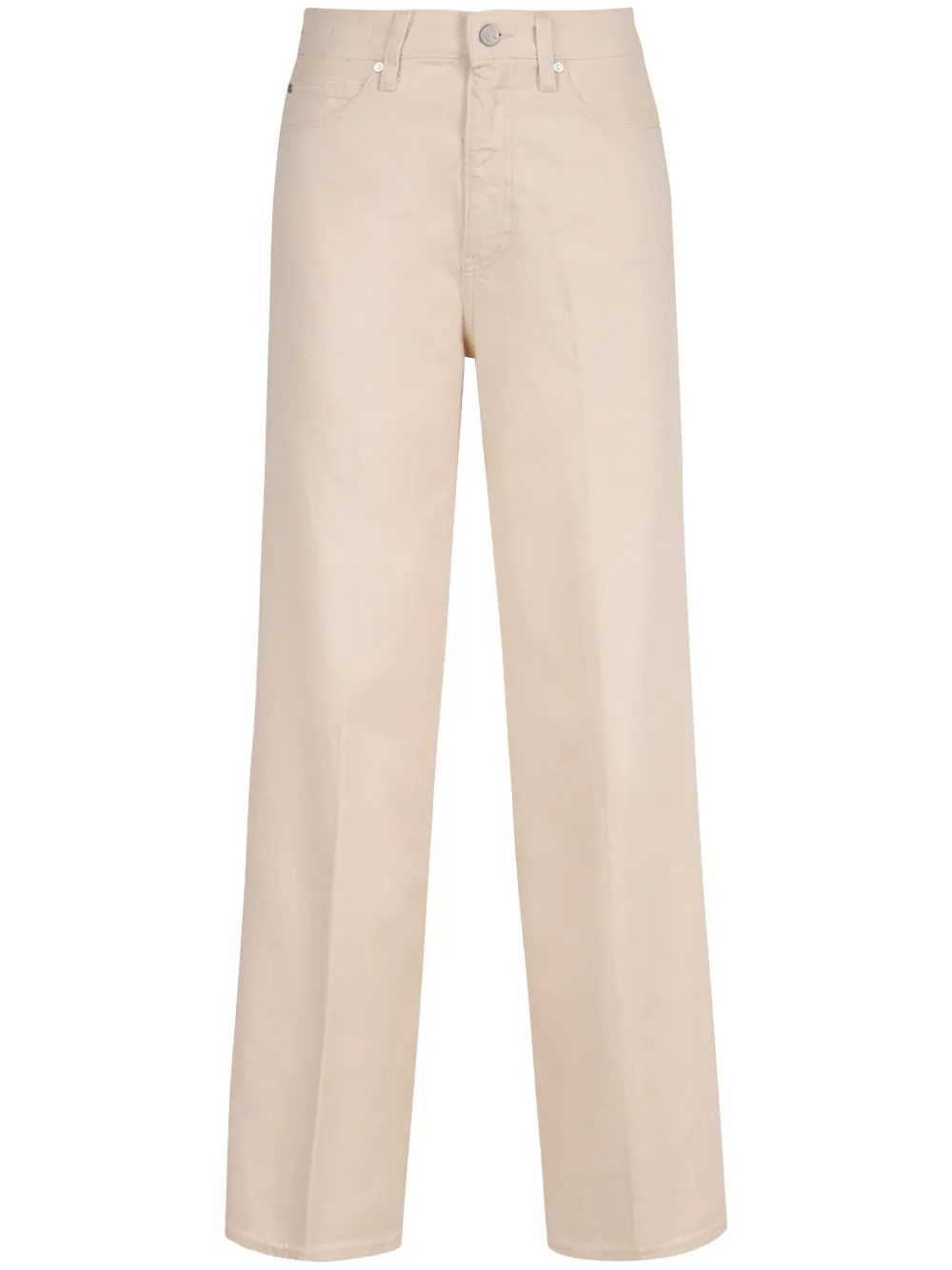 Calvin Klein Jeans met wijde pijpen en applicatie Beige