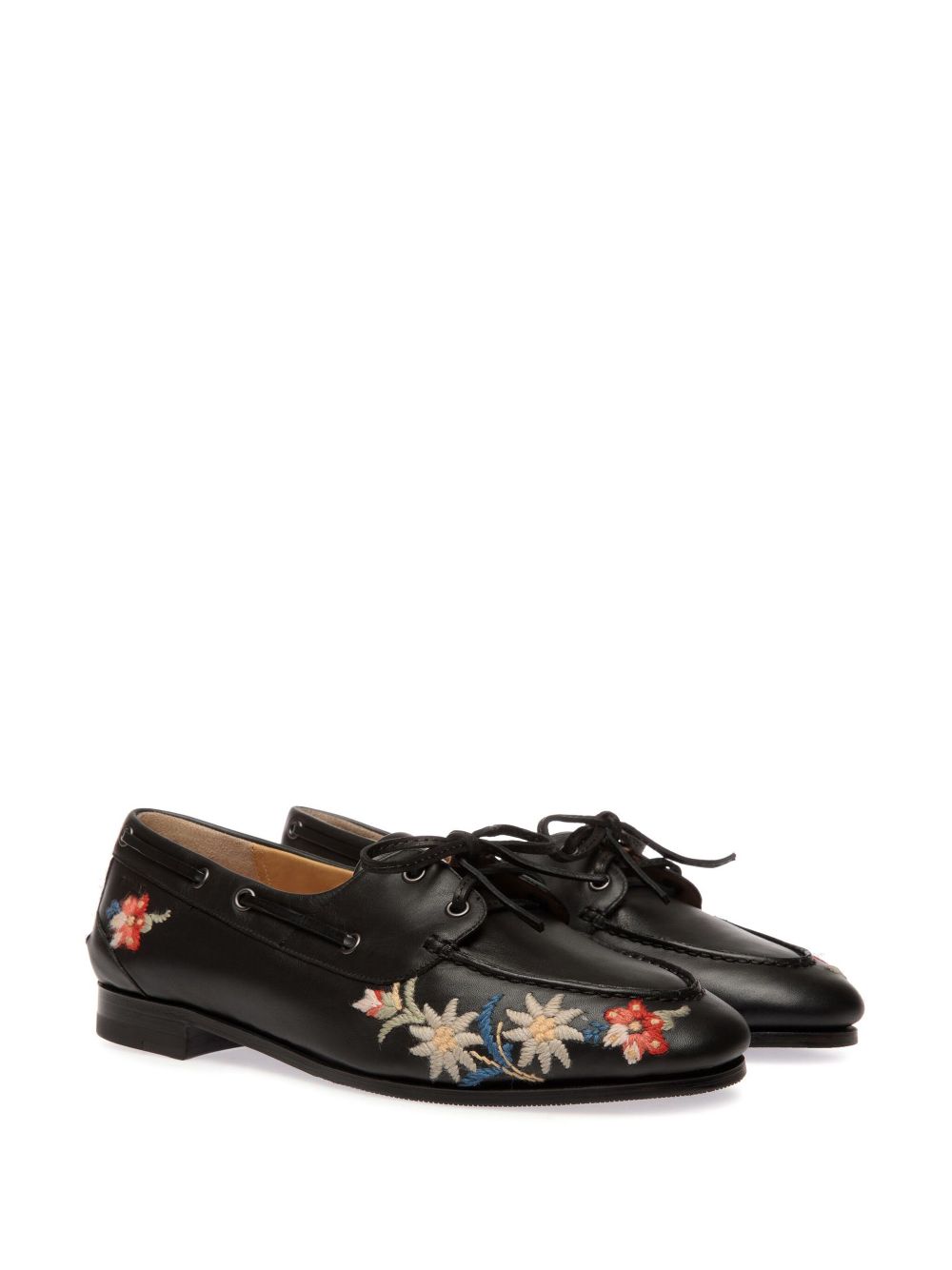 Bally Mocassins met geborduurde bloemen - Zwart