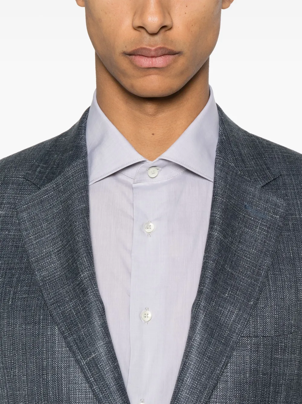 Canali Blazer met slub textuur Blauw