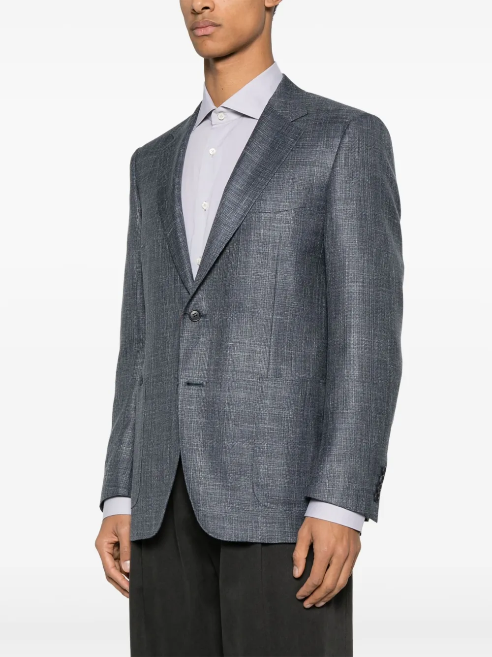 Canali Blazer met slub textuur Blauw