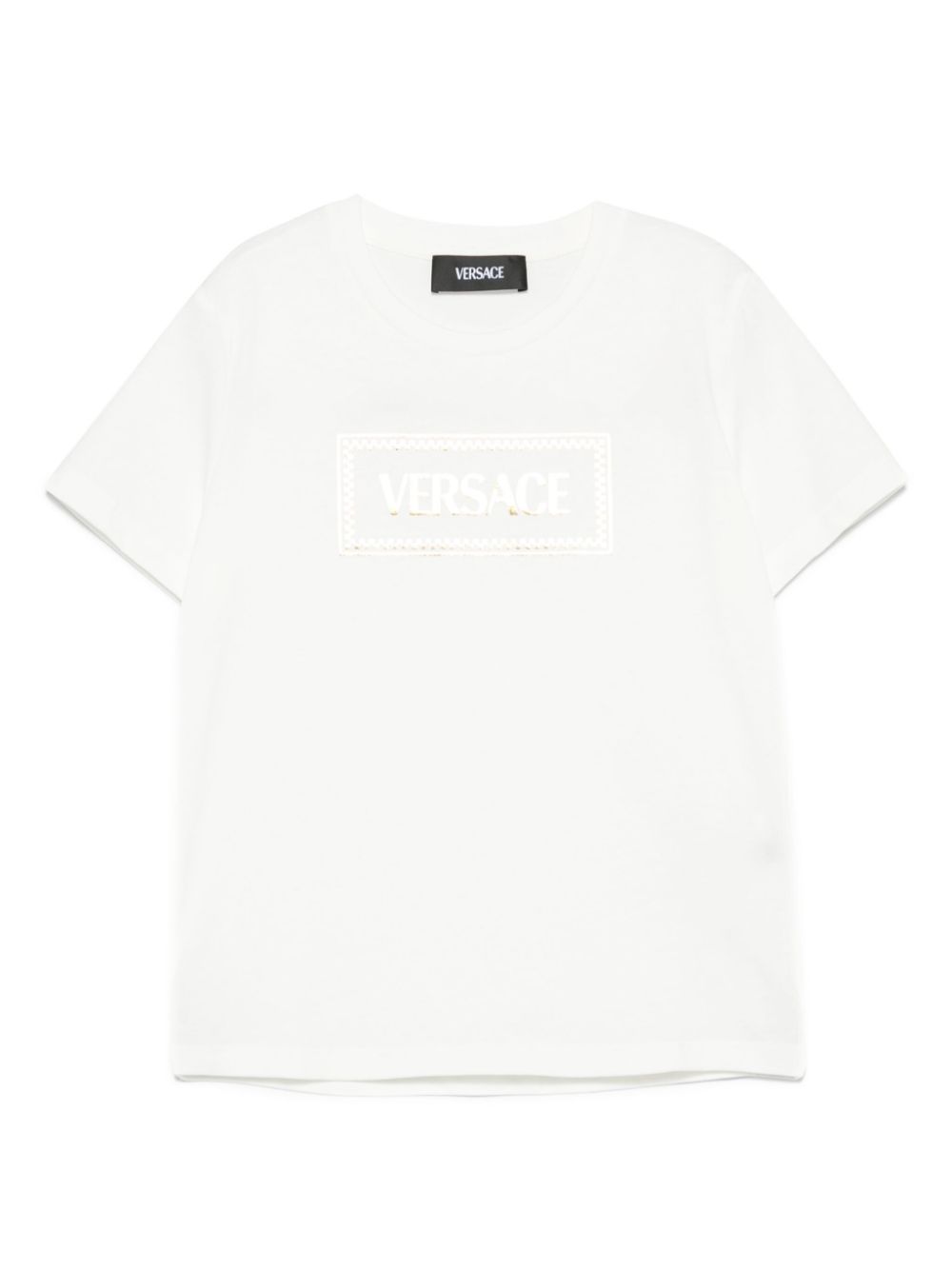 Versace Kids '90 damier-print T-shirt - White