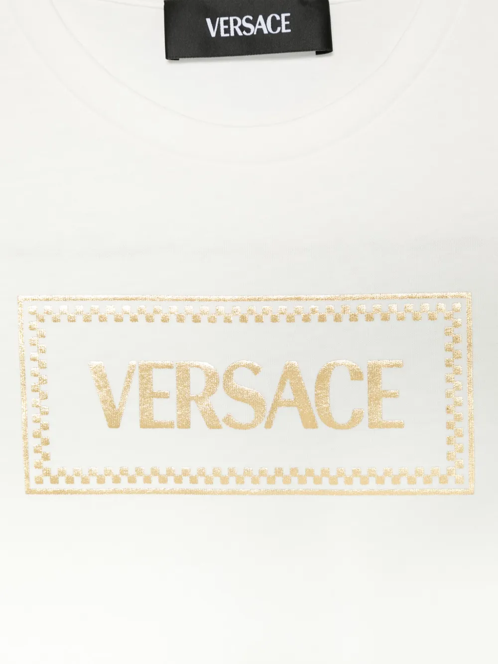 Versace Kids 90 T-shirt met Damier-print Wit