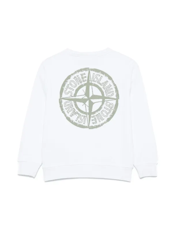 STONE  JUNIOR ロゴスウェット　ストーンアイランド Stone Island Junior ロゴ スウェットシャツ | ホワイト | FARFETCH JP
