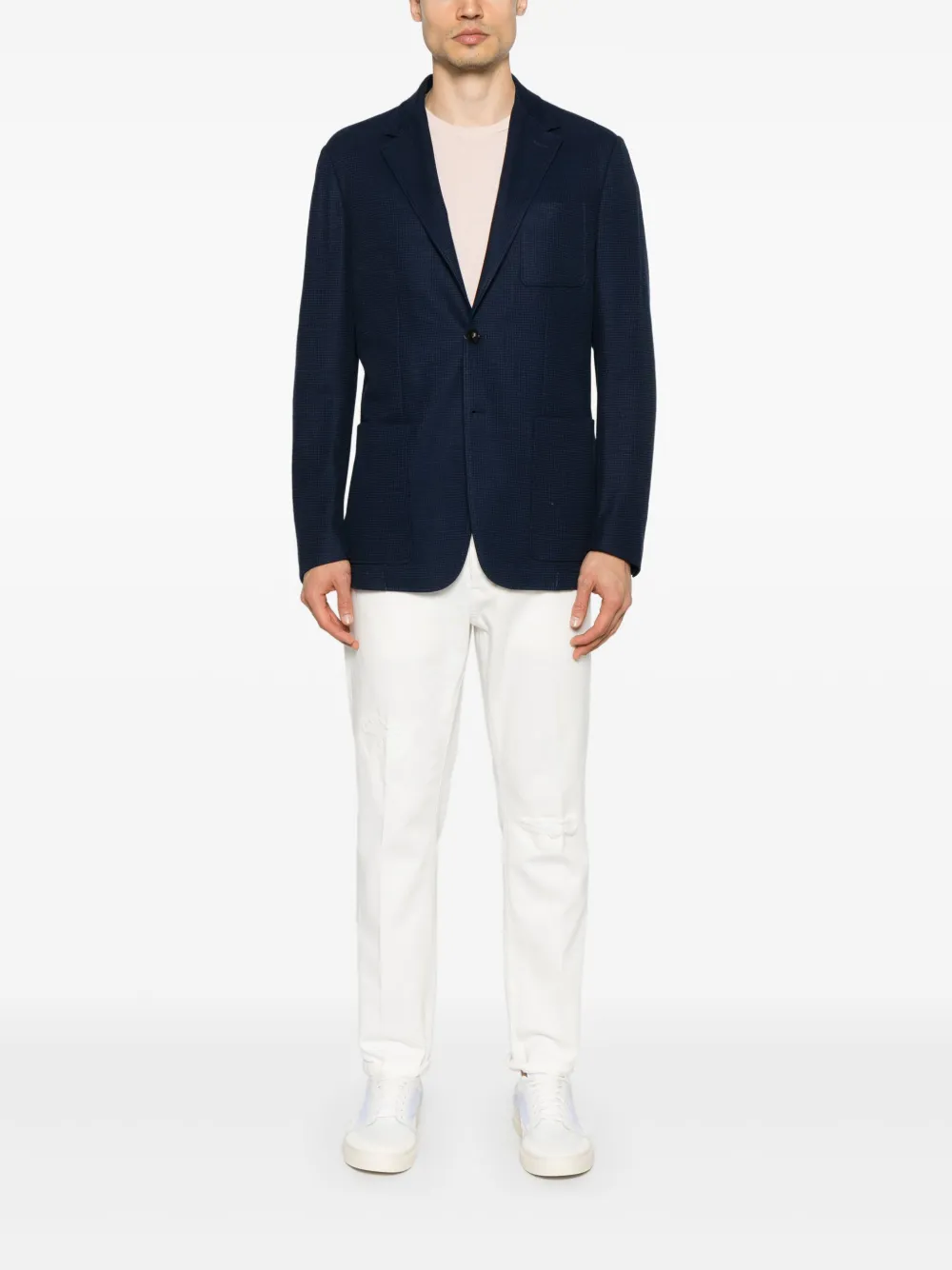 Canali Blazer met textuur - Blauw