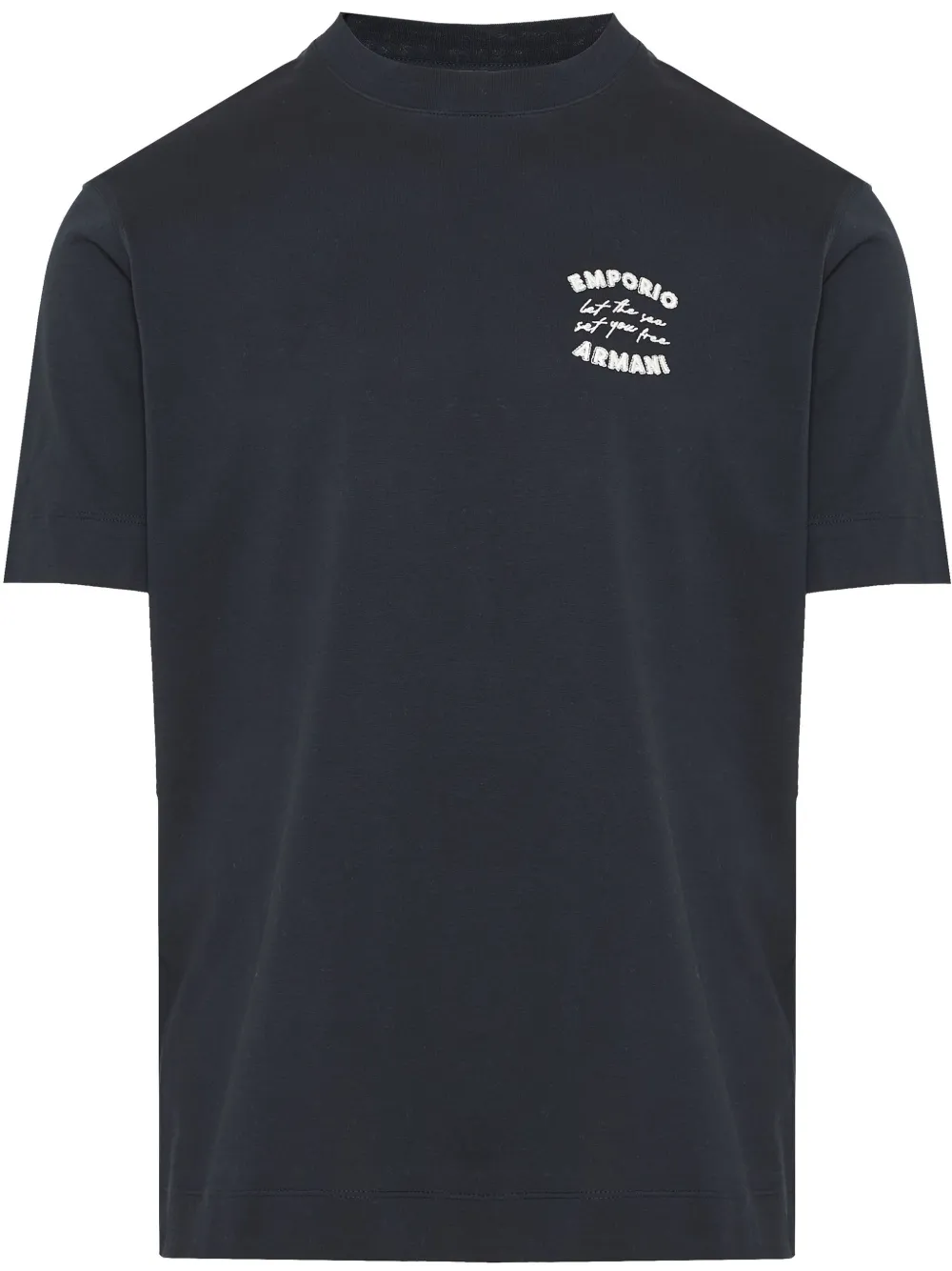 Emporio Armani T-shirt met geborduurd logo Blauw