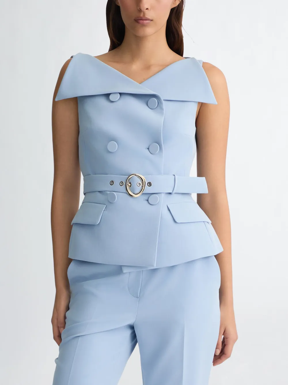 Liu •jo Liu Jo Sky Blue Jacket With Structured Silhouette And Peplum Hem In Blue
