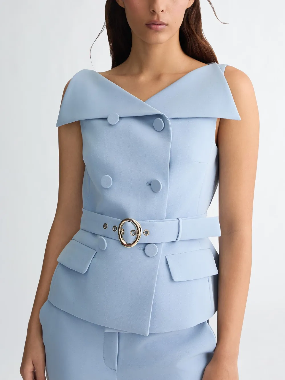 Liu •jo Liu Jo Sky Blue Jacket With Structured Silhouette And Peplum Hem In Blue