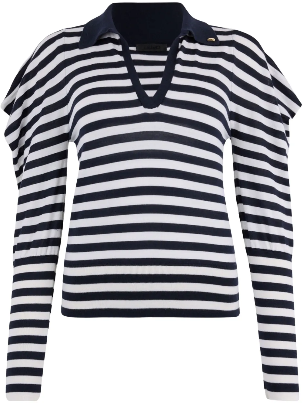 Liu •jo White And Blue Wool And Cashmere Jumper In Blue