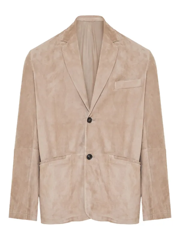 Emporio Armani Suede Blazer in Neutrals