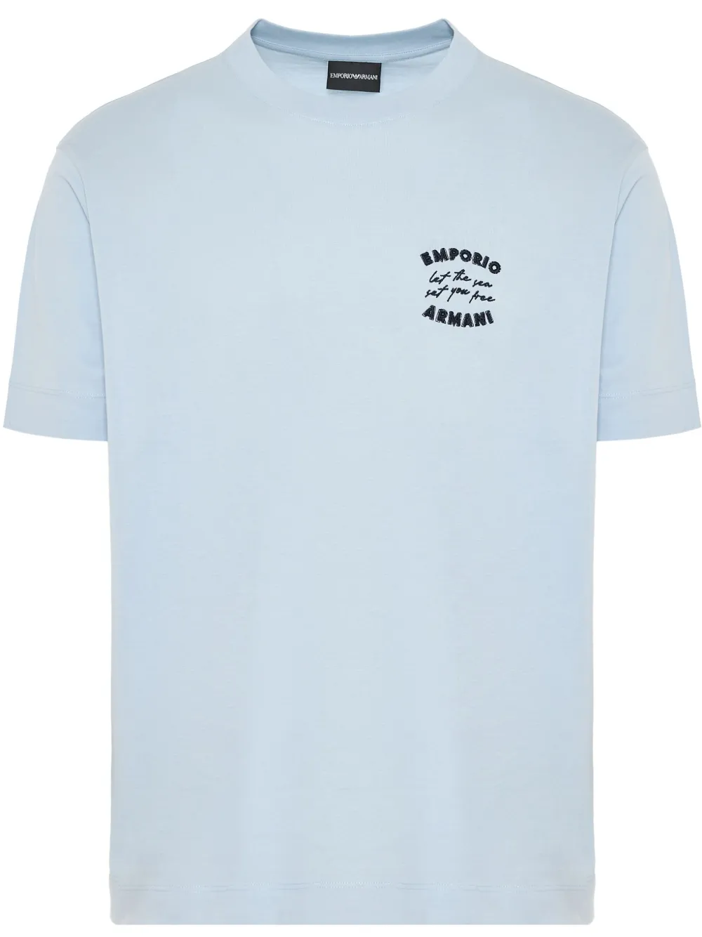 Emporio Armani T-shirt met geborduurd logo Blauw