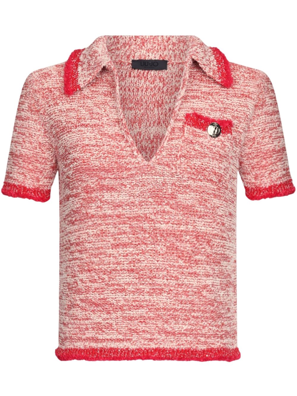 marl-knit polo top