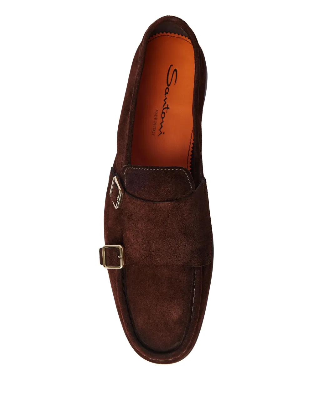Santoni double-buckle suede loafers Brown