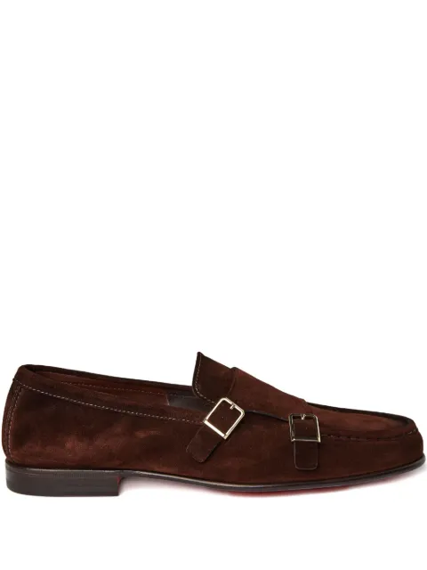 Santoni double-buckle suede loafers