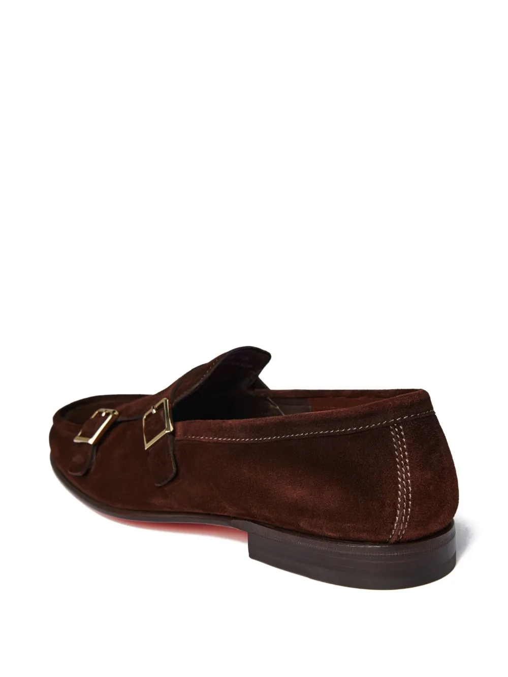 Santoni double-buckle suede loafers Brown