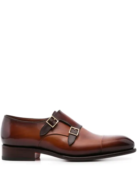 Santoni polished leather monk shoes
