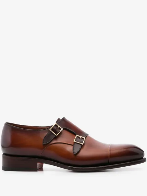 Santoni polished leather monk shoes