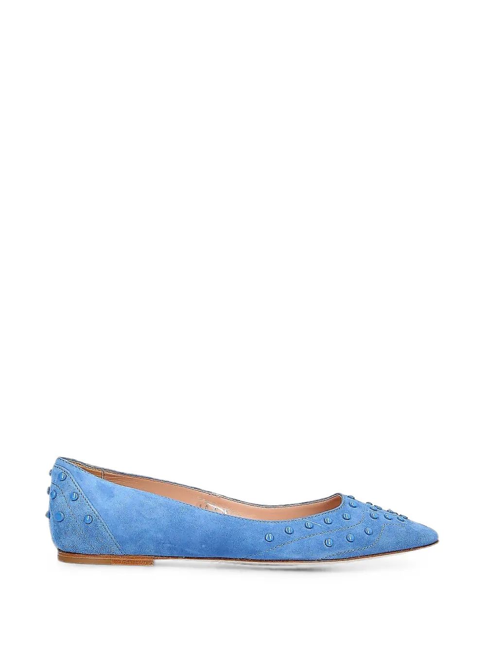 Tod's Velvety studded suede ballerina flats Blauw
