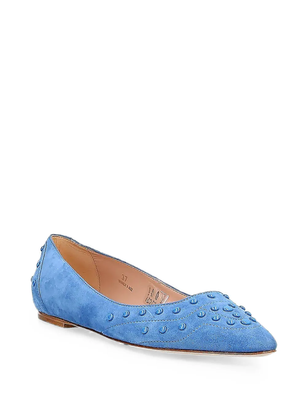 Tod's Velvety studded suede ballerina flats Blauw