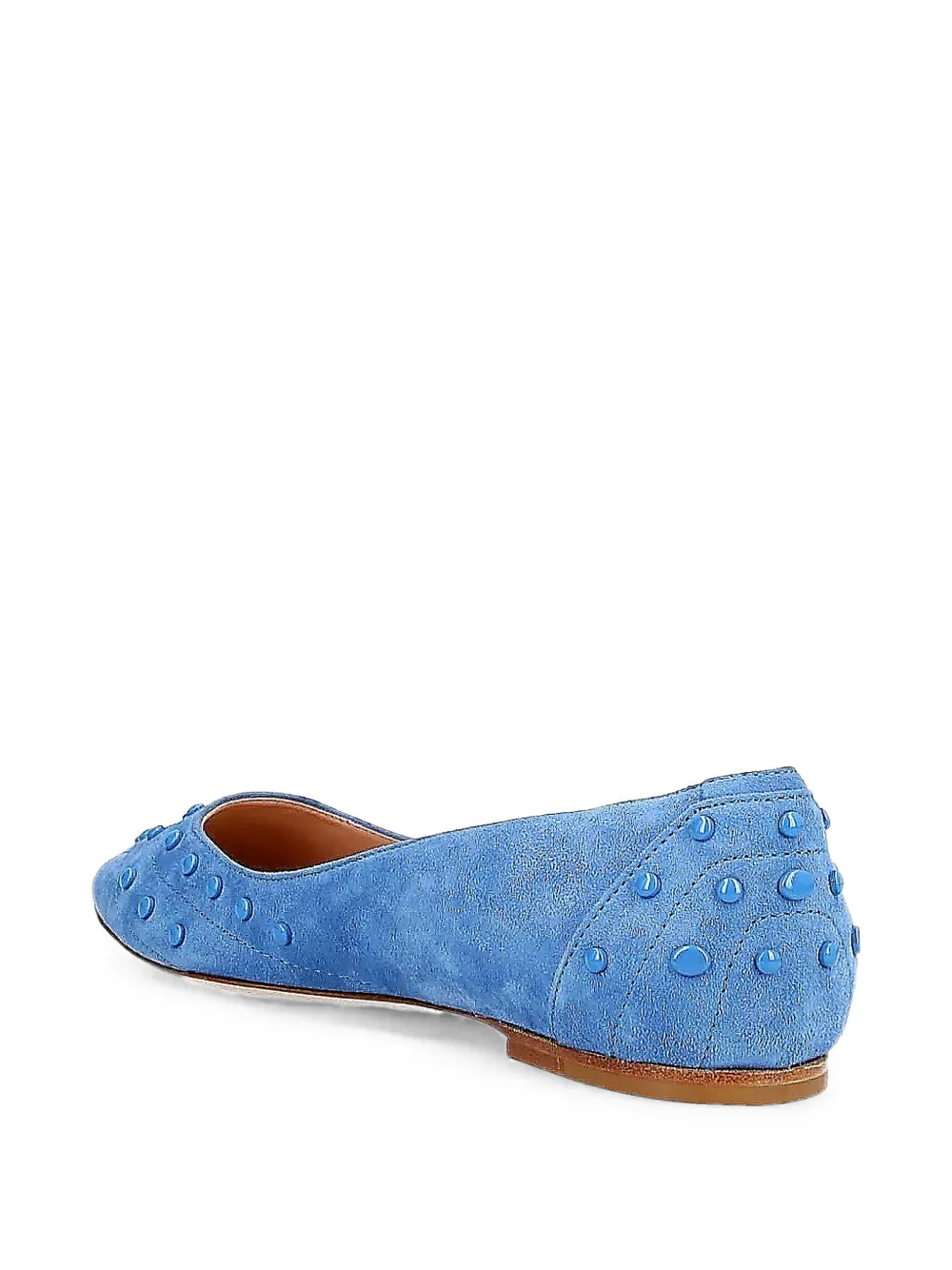 Tod's Velvety studded suede ballerina flats Blauw