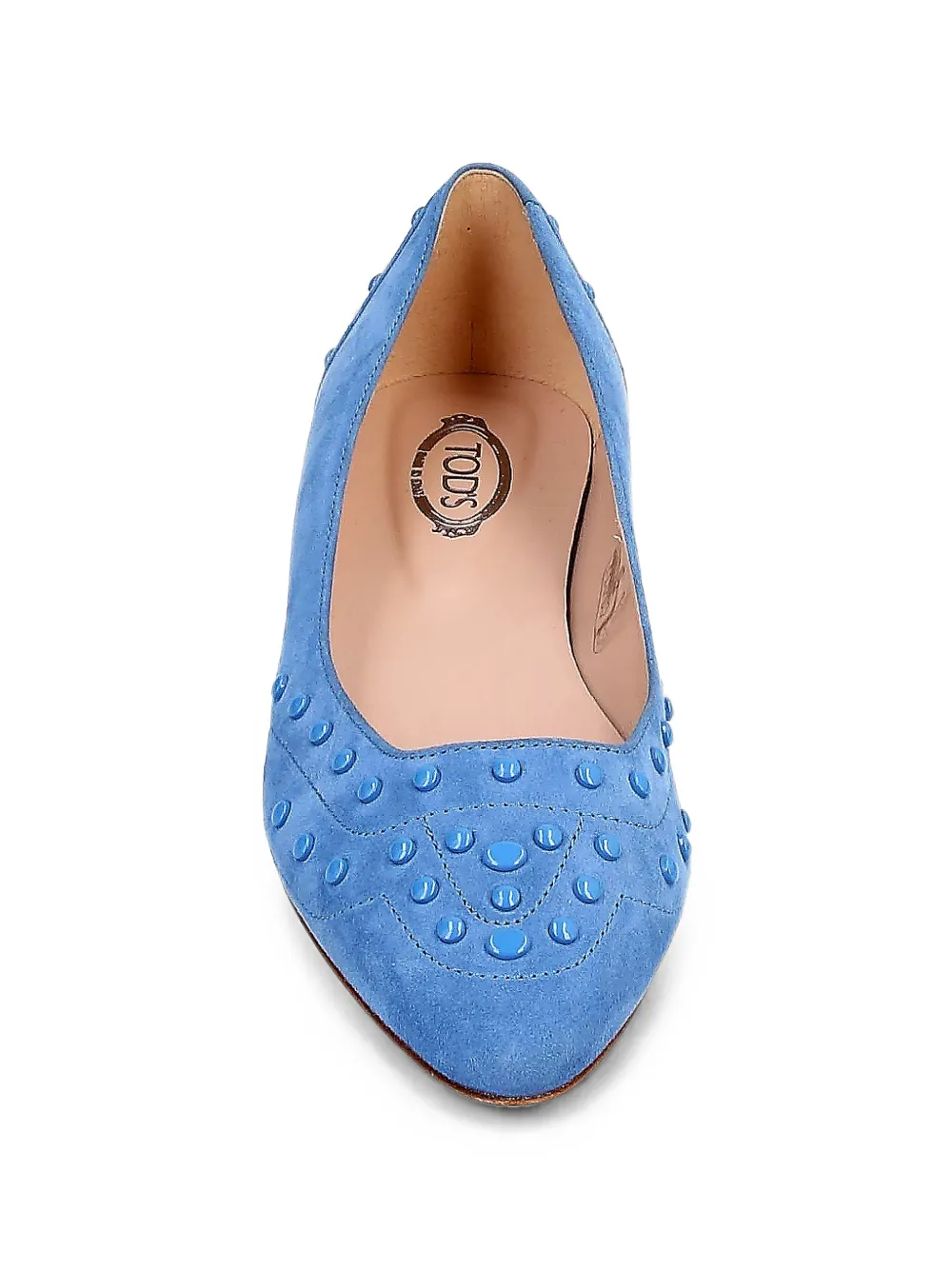 Tod's Velvety studded suede ballerina flats Blauw