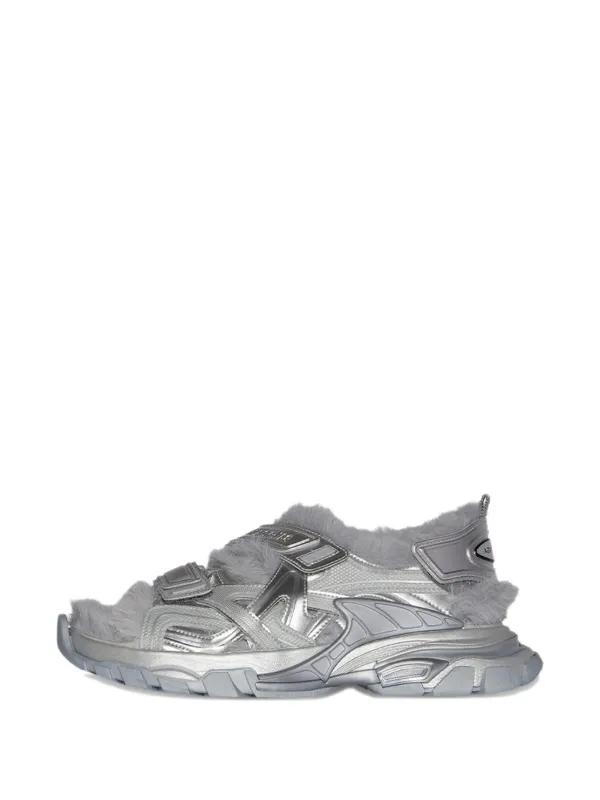 シューズ・サンダルその他 BALENCIAGA Woman Flat sandals Silver 788494WB7E1 9010 Balenciaga Track Flat Sandals | Silver | FARFETCH