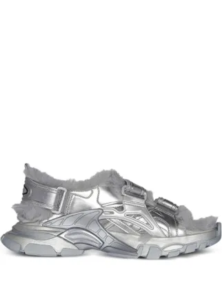BALENCIAGA シルバー サンダル Balenciaga Track Flat Sandals | Silver | FARFETCH