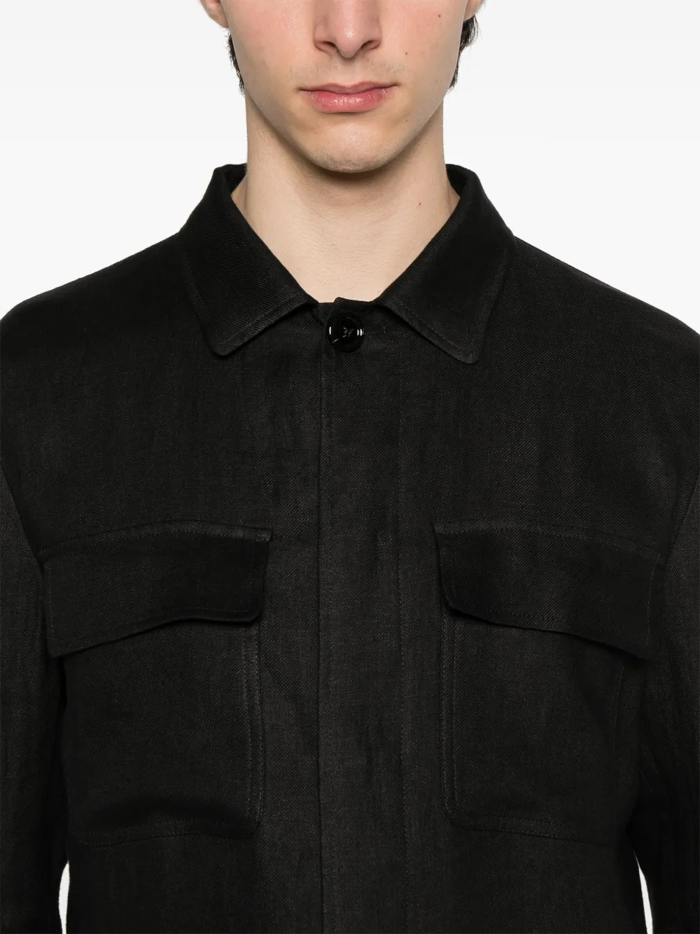 Lardini Linnen shirtjack Zwart