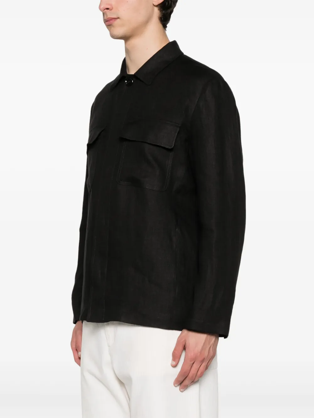 Lardini Linnen shirtjack Zwart