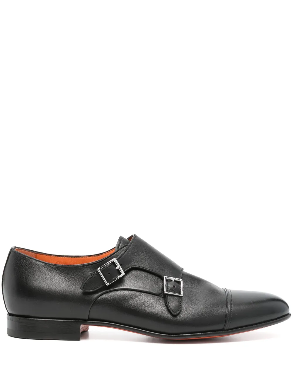 Santoni leather monk shoes Black