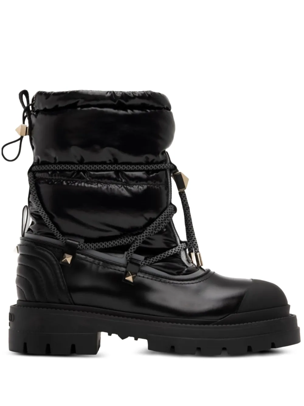 Valentino Garavani leather combat boots Black