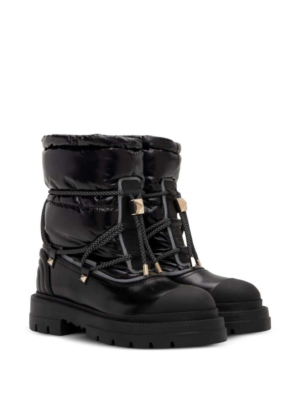 Valentino Garavani leather combat boots Black