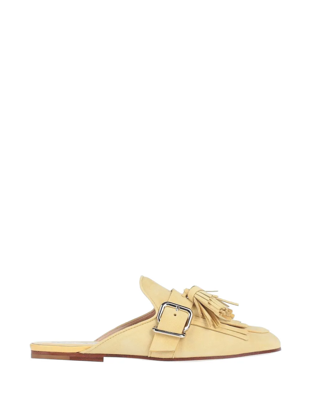 Tod's tassel-detail leather flat mules Geel