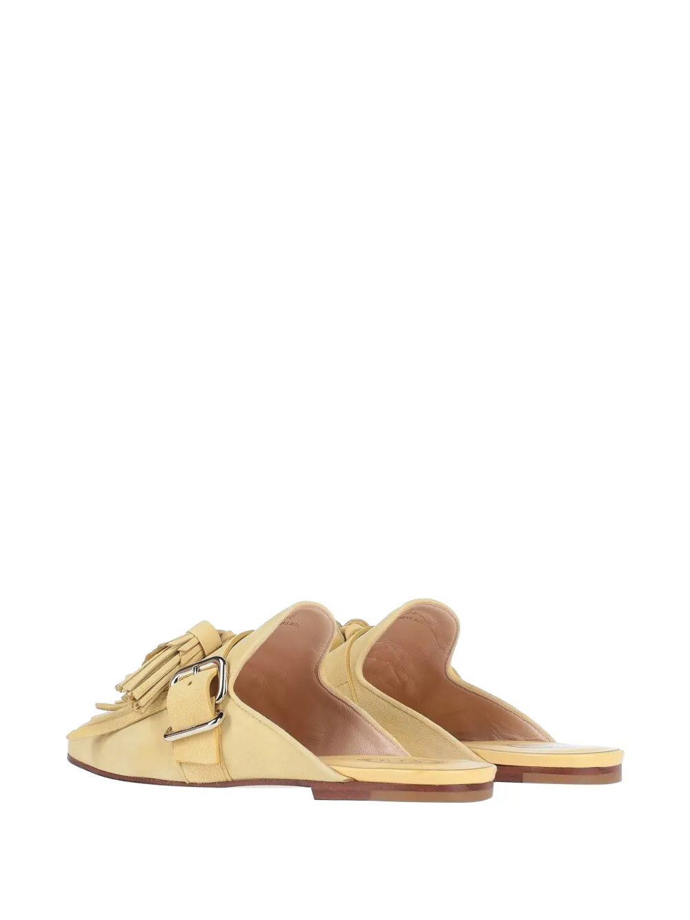 Tod's tassel-detail leather flat mules Geel