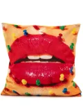 Seletti x Toiletpaper mouth with pins-print padded cushion (50cm x 50cm) - Red