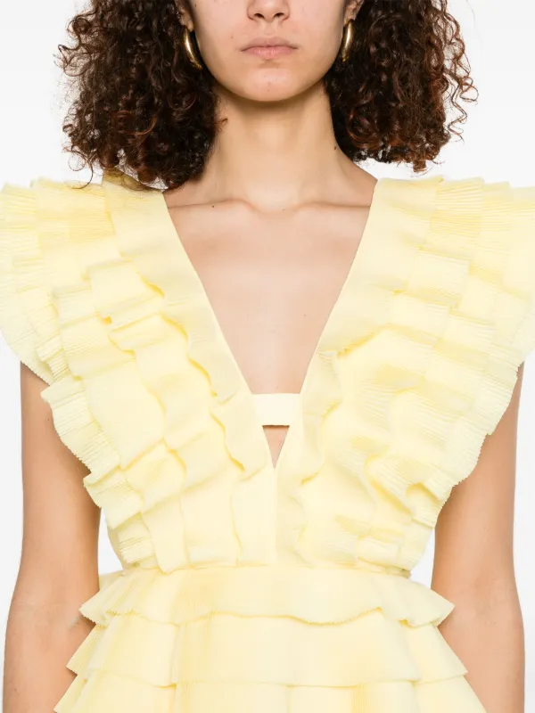 追跡便【Aje.】Reflection Mini Dress プリーツワンピース Aje Reflection Mini Dress | Yellow | FARFETCH