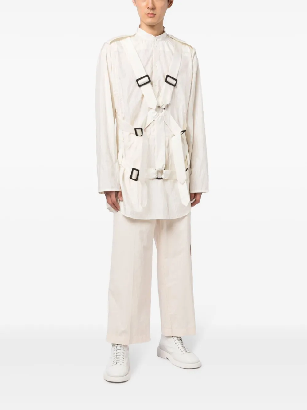Nicolas Andreas Taralis Katoenen overhemd - Beige