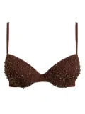 TWINSET embroidered push-up bikini top - Brown