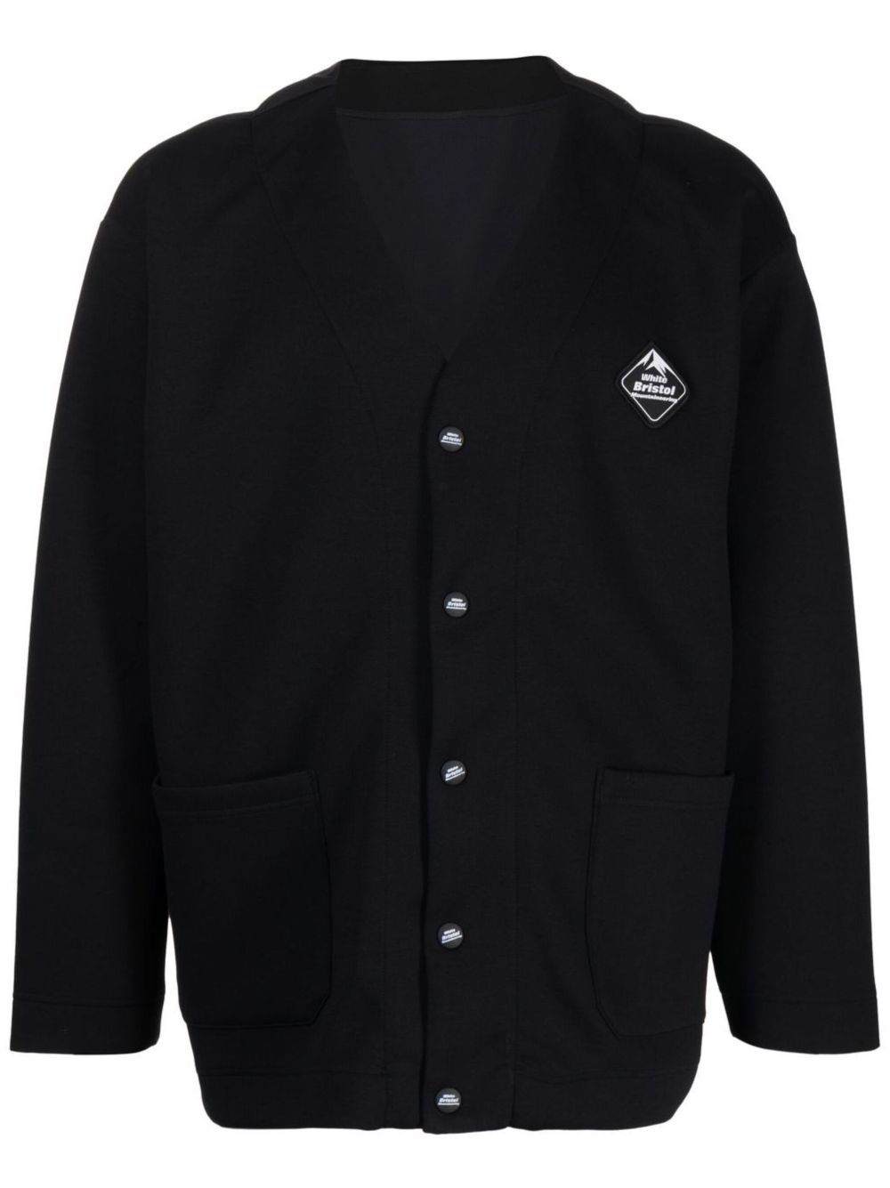 White Mountaineering logo-patch cardigan - Black