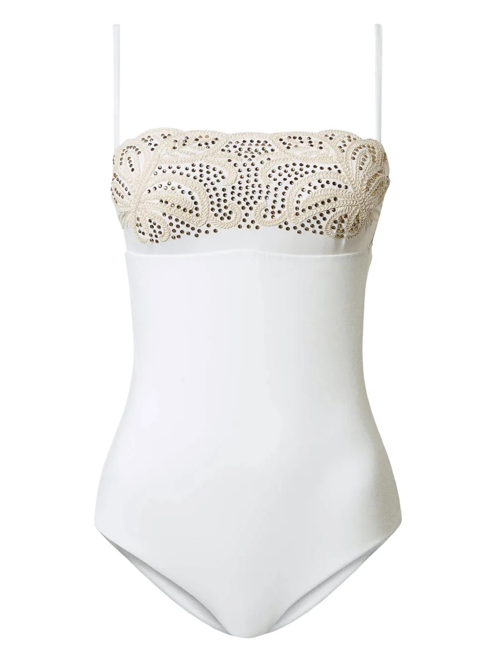 TWINSET Costume da bagno con strass - Bianco