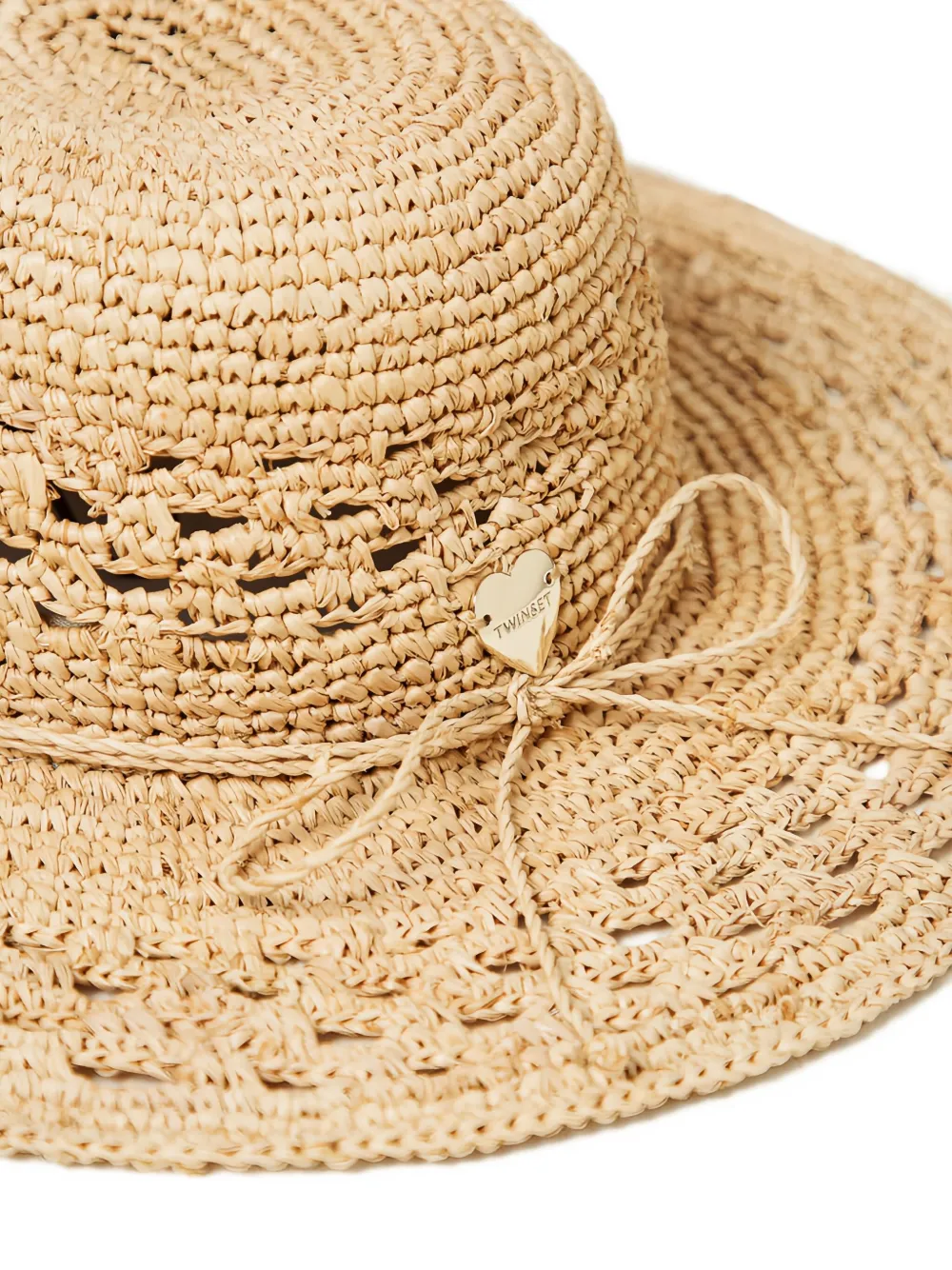 TWINSET Gehaakte raffia hoed - Beige