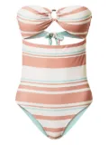 TWINSET striped bandeau swimsuit - White