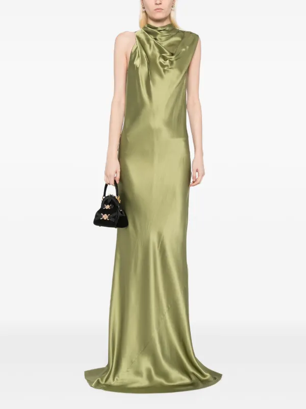 green emerald velvet dress Bridal Strappy Wrap Gown with Cowl