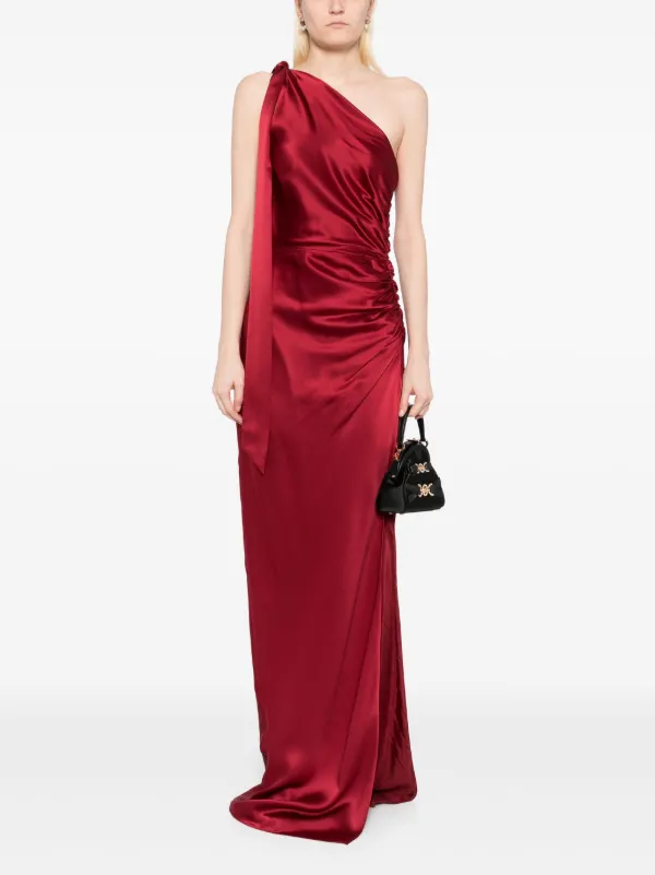 Michelle Mason Asymmetric Silk Maxi Gown | Red | FARFETCH
