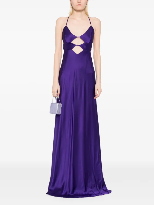 michelle mason purple silk dress Michelle Mason Cutout Detail Gown | Purple