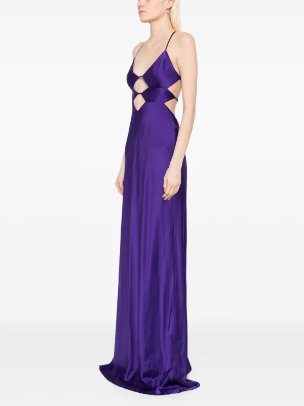 fitted lace wedding dress Kenzie Purple Lace Cutout Maxi Dress