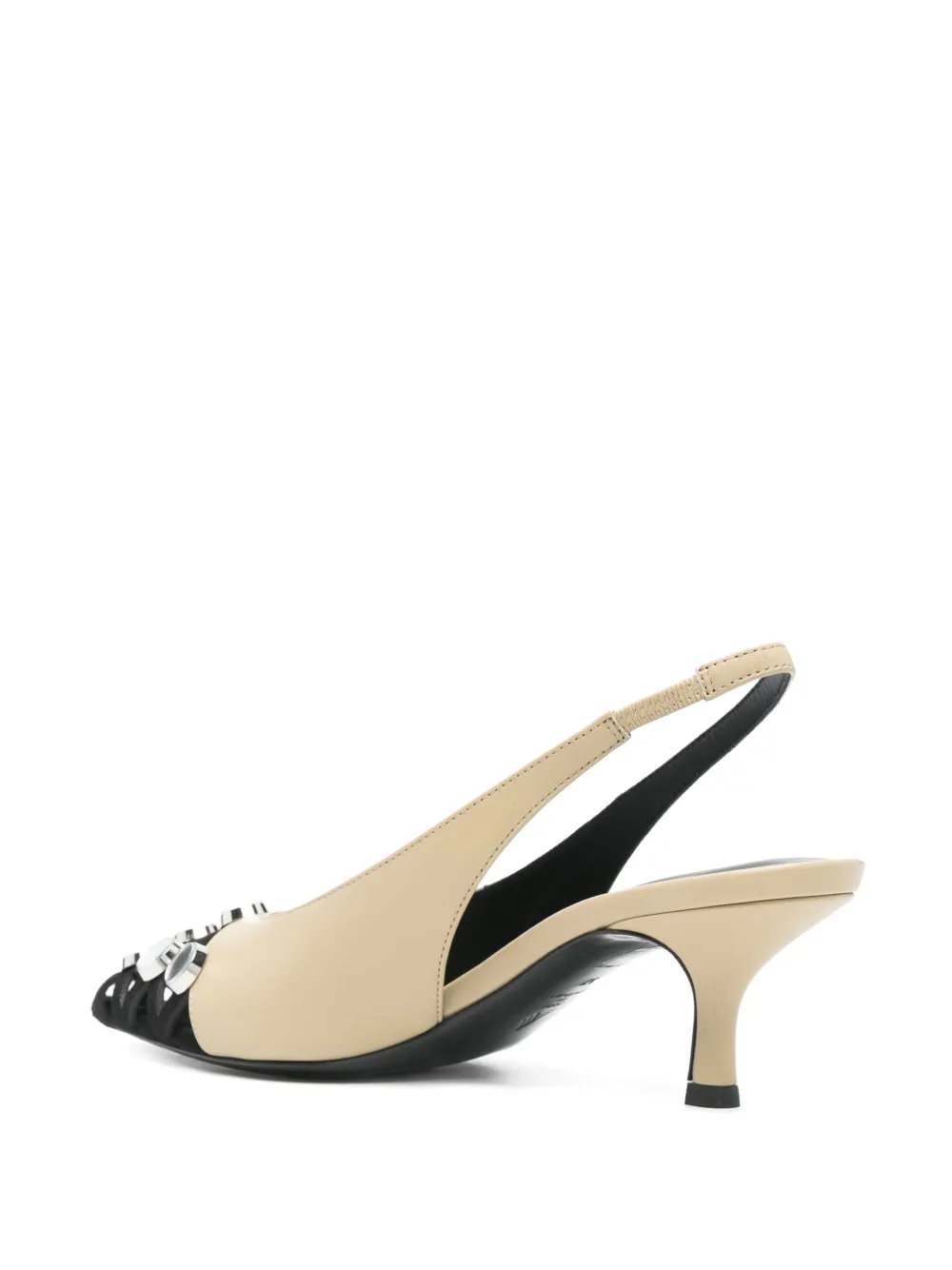 The Attico 65mm Grid slingback pumps Neutrals