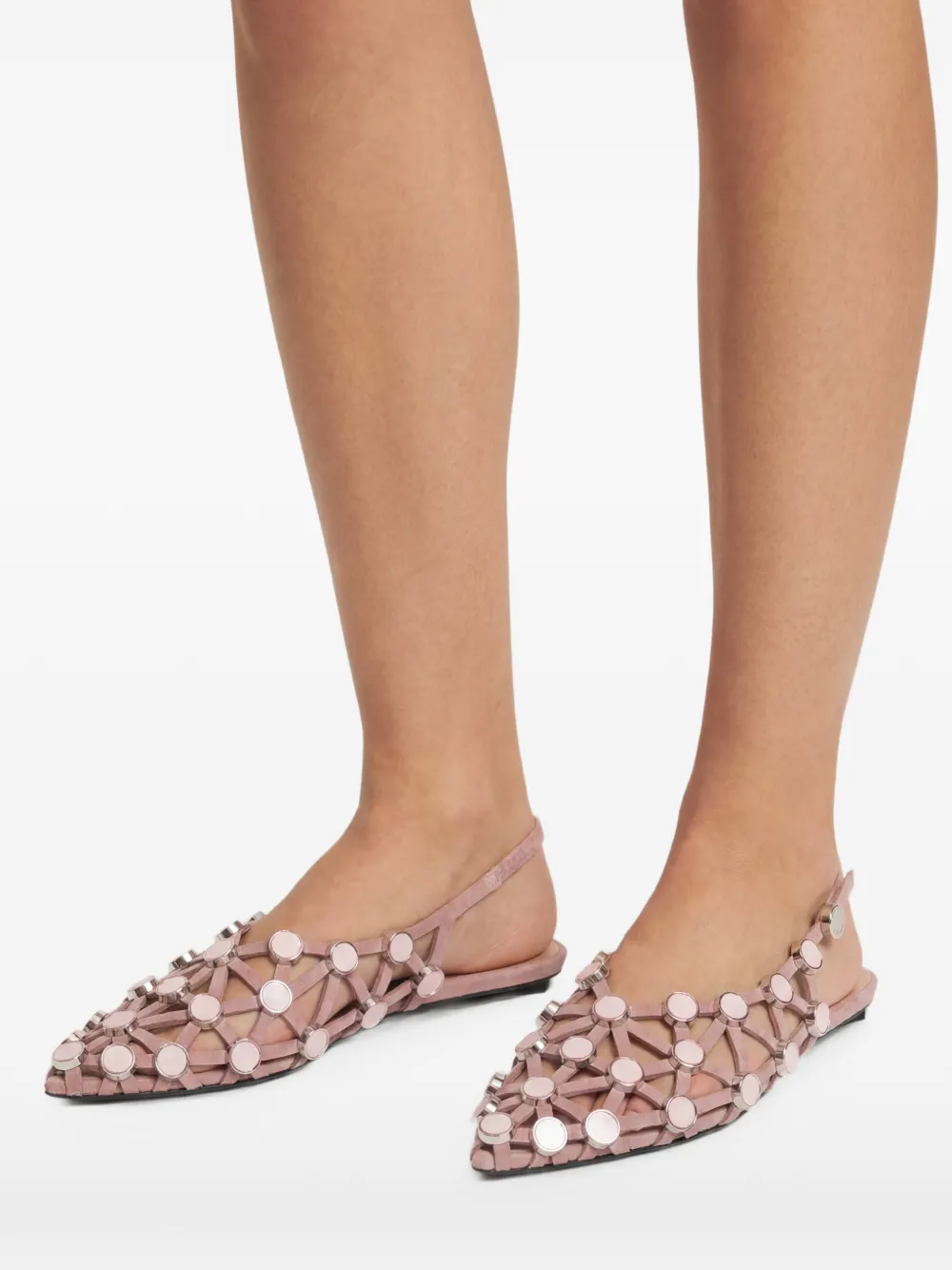 The Attico Grid ballerina's Beige