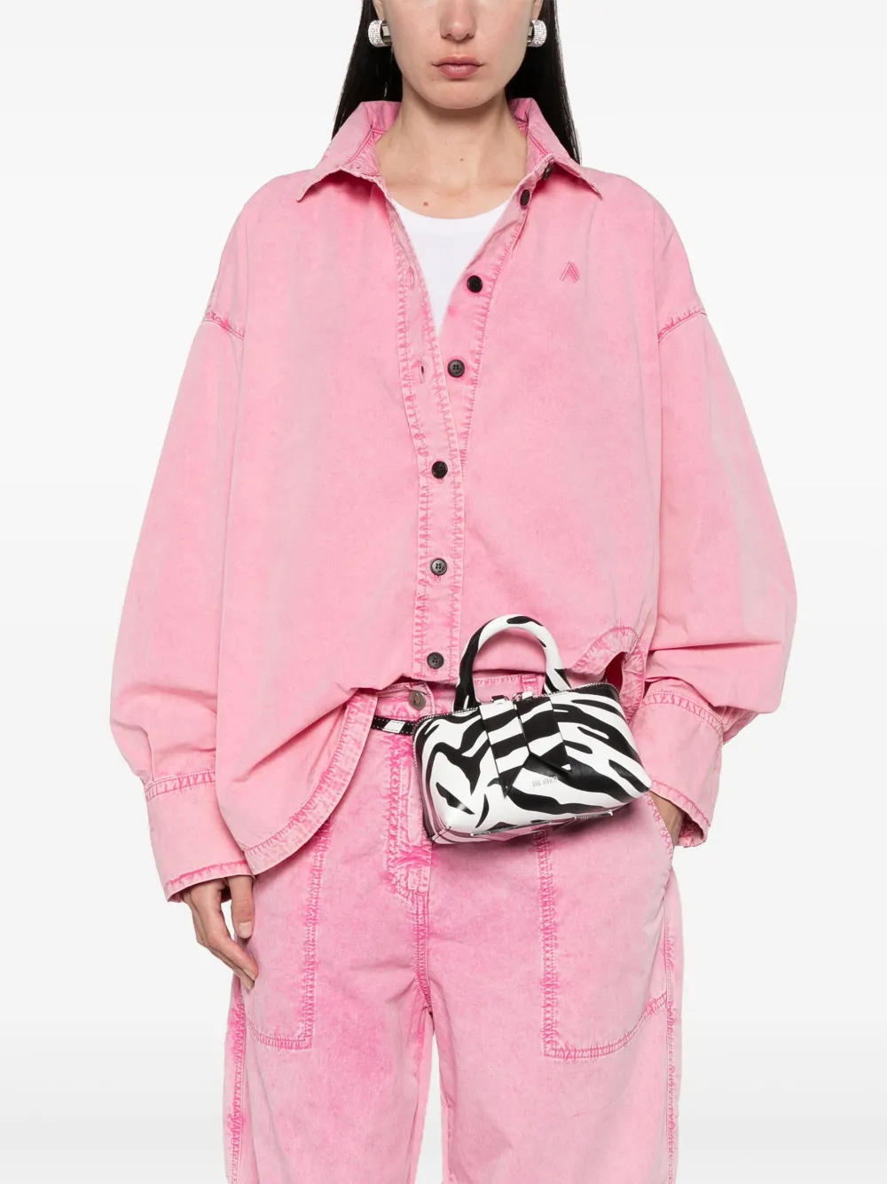 The Attico Shopper met zebraprint - Zwart