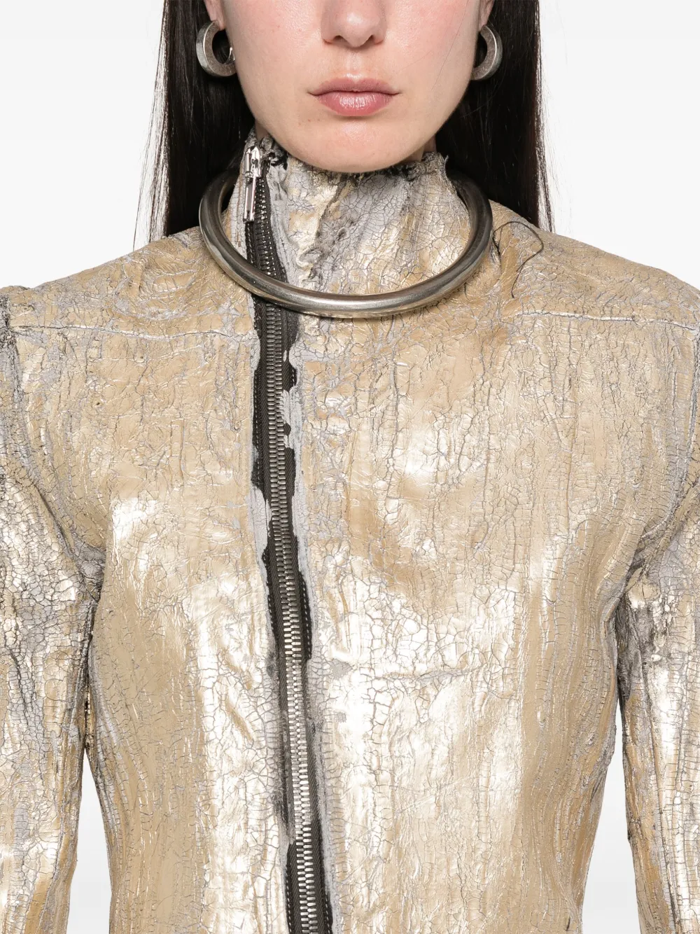 Rick Owens Jack met gebarsten effect Goud